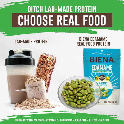 14g 3-Pack 4.75oz Biena Crispy Roasted Edamame Beans Snack Naked No Salt Low Sodium High Protein Snack for Adults
