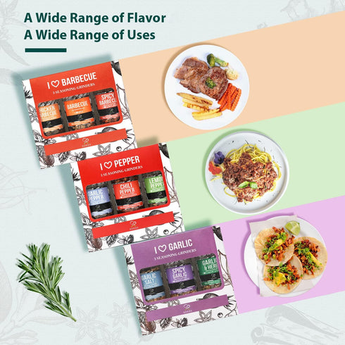 Set 9 Set, Soeos Spice Seasoning of with Integrated Grinders, Individual Spice Grinder, Pure and Fresh Perfect for BBQ