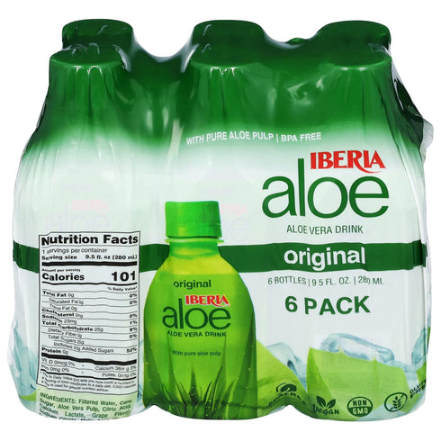 9.5 Oz, Pack 6 Iberia Aloe Vera Juice Drink With Aloe Pulp, Original, Fl