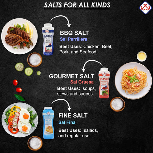 17.64 Oz (1.1 LB) Dos Anclas Sal Parrillera, Rock Salt for Grilling and BBQ, Refined Medium Grain Salt for Meat
