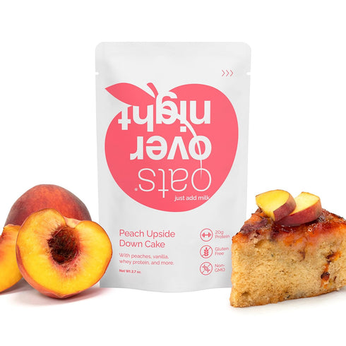 20g (2.7 oz (8 Pack) Oats Overnight - Peach Upside Down Cake - Protein, High Fiber Breakfast Shake - Gluten Free, Non