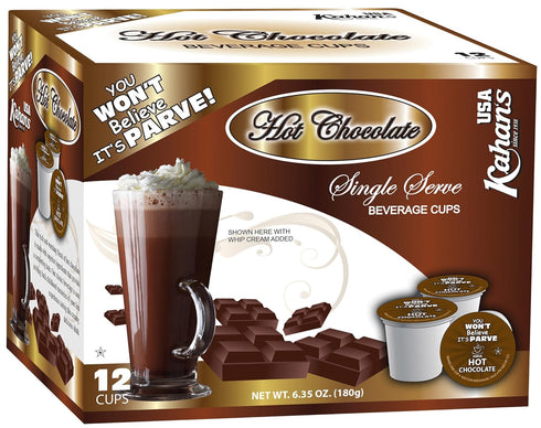 Dairy Free Hot Chocolate Cups, Compatible with Standard Coffee Makers, 12 Cups, Caffeine Free