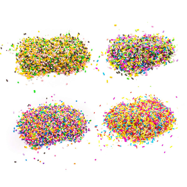 AUEAR 4 Pack Colorful Fake Polymer Sprinkles, Candy Sweets Colors for Fake Cake Dessert Simulation Food, 100g