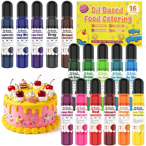 Oil Based Food Coloring for Chocolate - 16 Colors Concentrated Oil Food