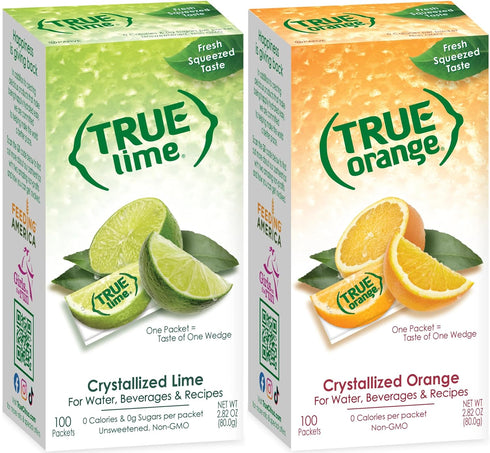 True Lime and True Orange Bulk Dispenser Packets 100ct (2pk Variety). Sugar