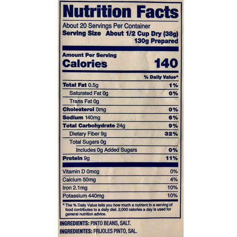 Santiago 1.64 Low Sodium Dehydrated Vegetarian Refried Beans with Whole Beans, Pound Bag