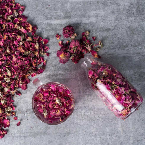 1LB Cure With Pure Dried Rose Buds & Dried Rose Petals Edible Rosebuds & Dried Roses For Tea, Baking, Relaxing Bath