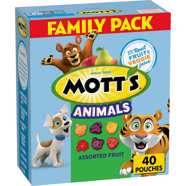 Mott's Animals Fruit Snacks, Family Pack, Assorted Fruit, 32 oz, 40 ct
