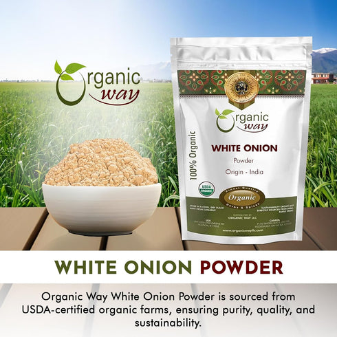 (1/2 lbs 8 Oz) Organic Way White Onion Power | Granulated Onion Powder | USDA & Kosher Certified | Non GMO & Gluten