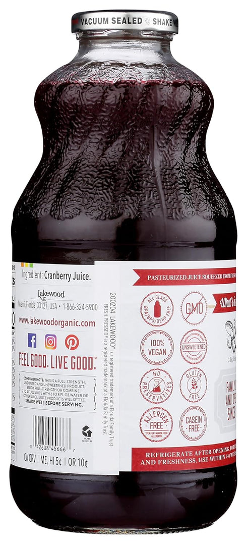 32 oz Lakewood, Pure Cranberry Juice