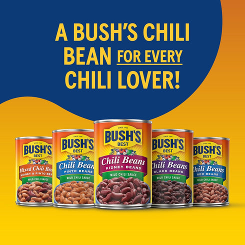 16 oz (Pack 12) BUSH'S BEST Canned Spicy Dark Red Chili Beans, Source of Plant Based Protein and Fiber