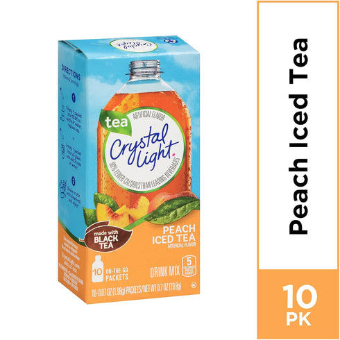 10 (Pack 8) Crystal Light On-the-Go, Peach Iced Tea Drink Mix, CT