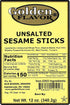 Golden Flavor Sesame Sticks 3 (4) 12 - Unsalted - pounds total - ounce bags
