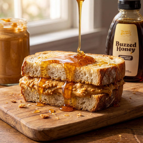 4 Ingredients,16 oz (32 Buzzed Honey - Raw Unfiltered Honey with Natural Green Tea Caffeine, Caffeinated Honey