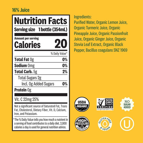 12 oz Suja Organic Turmeric Love Cold Pressed Juice Drink, fl Bottle