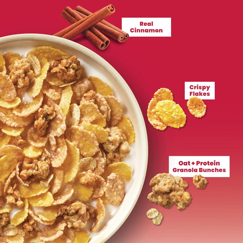 15 oz (Pack 2) Honey Bunches of Oats Cinnamon Protein Cereal, Breakfast or Snack, Family Size