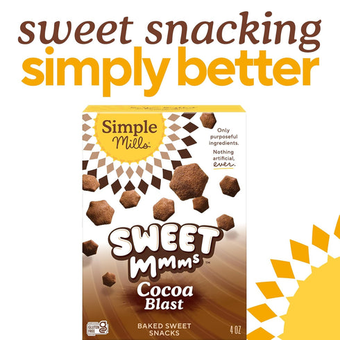 Mmms 4 oz (Pack 6) Simple Mills Sweet Cocoa Blast Bite Sized Baked Sweet Snack Gluten Free Cookies