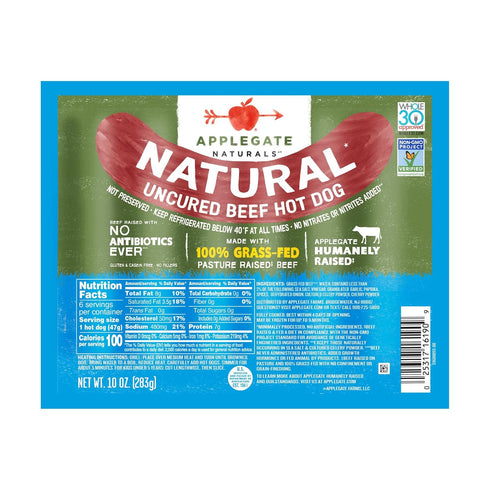 Applegate Farms Uncured Beef Hot Dogs, 10 OZ