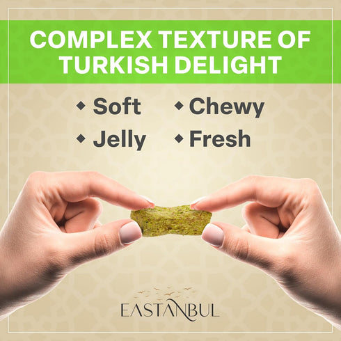 8.8oz, Eastanbul Turkish Delight Pistachio, Turkish Delights Candy, Gourmet & Double Roasted Pistachios Filled, Rich