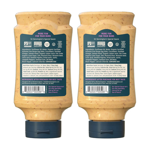 Sir Kensington's Mayonnaise Special Sauce 2 Count Gluten Free Non- GMO Project Verified Shelf-Stable 12 oz