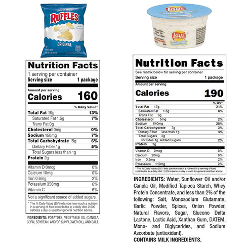 Pack, (Pack 24) Frito Lay Ruffles Chips and Lay's Ranch Dip Cups Variety