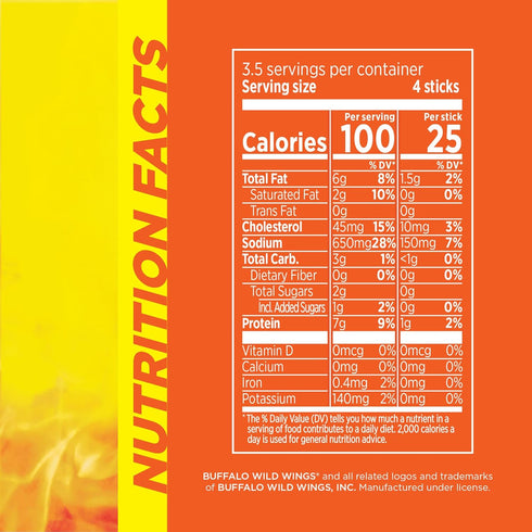 7g 0.28 oz. (14 Count) Slim Jim Chicken Sticks, Buffalo Wild Wings Buffalo Style, Protein per Serving, Snack Size