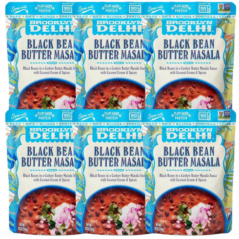 Brooklyn Delhi Black Bean Butter Masala Pouches - Ready to Eat, Protein-Rich,
