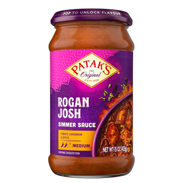 Pataks Rogan Josh Simmer Sauce - Medium Spiced Tomato-Based Curry Sauce with