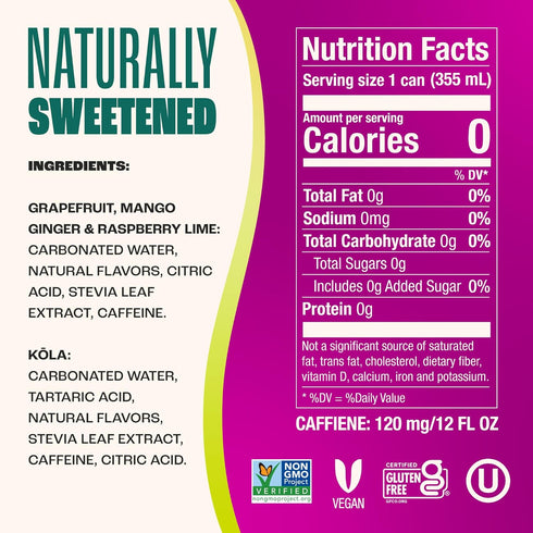 Pack, 12 oz (12-Pack) Zevia Zero Sugar Energy Drink, Classic Variety Cans Naturally Sweetened, Non-GMO Project