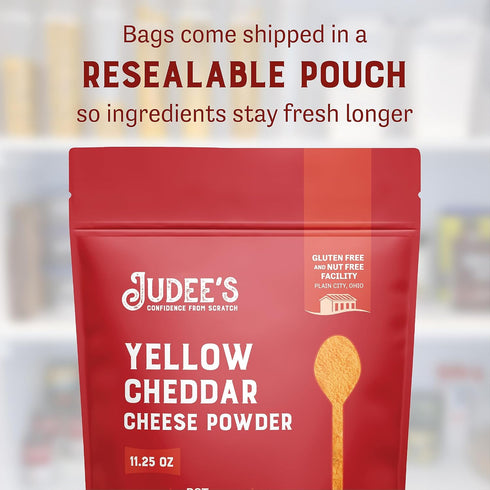 11.25 oz Judee's Gluten Free Yellow Cheddar Cheese Powder - Sauces & Soups with Cheddar Powder Seasoning - Pasta