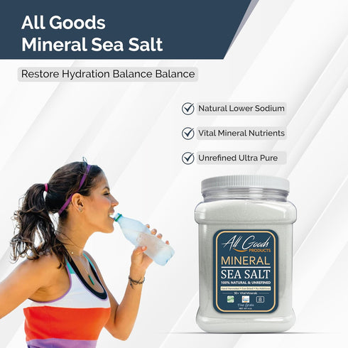 4 LB. 90+ 30% All Goods Mineral Sea Salt, Fine Grain From Baja California, Hand-Harvested, Essential Minerals, Kosher