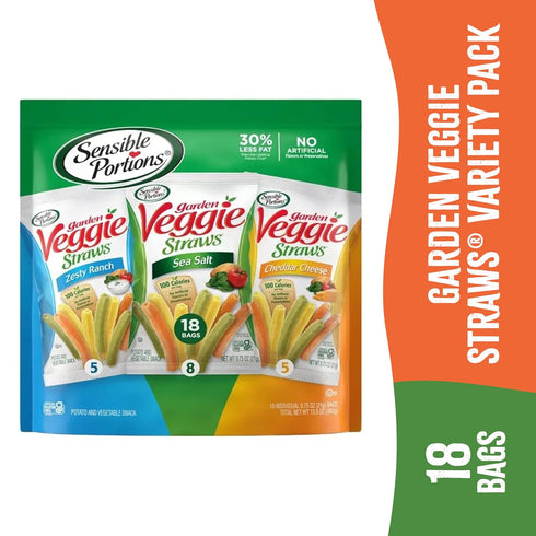 Pack, 18ct (Pack 1) Sensible Portions Garden Veggie Snacks - Veggie Straws Variety Polybag
