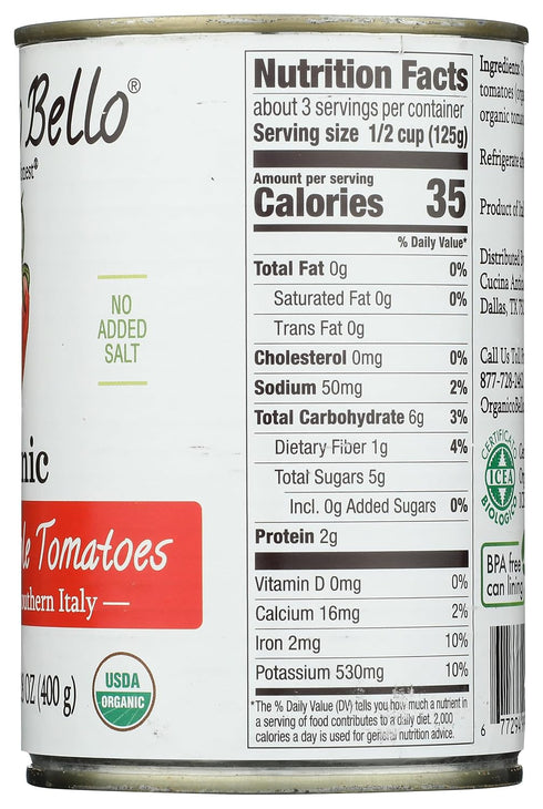 14.28 Organico Bello, Tomatoes Whole, Ounce