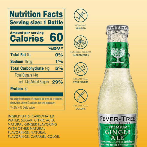 6.8 Oz (Pack 24),A500111 Fever-Tree Premium Ginger Ale, No Artificial Sweeteners, Flavourings or Preservatives, Fl