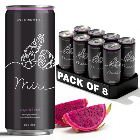 Miri Dragonfruit Wave Sparkling Water, 12 fl oz Cans (Pack of 8),