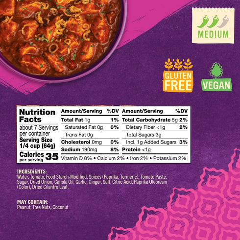 Simmer Simmer 15oz (Pack 1) Pataks Rogan Josh Sauce - Medium Spiced Tomato-Based Curry Sauce with Garlic, Ginger
