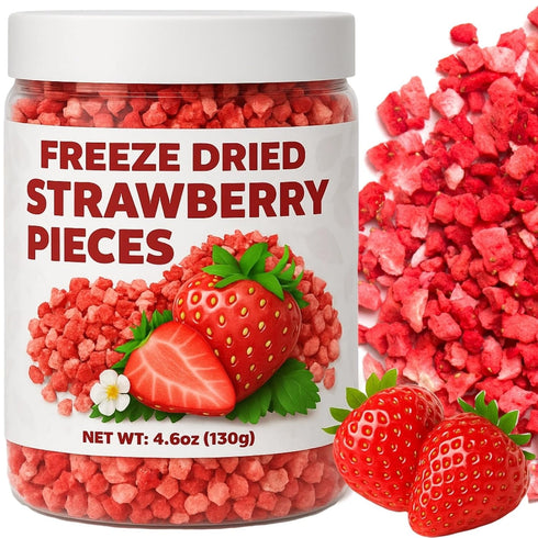 Egcina 4.6oz Freeze Dried Strawberries Pieces - 100% Natural Sweet Frozen Strawberrys, Gluten