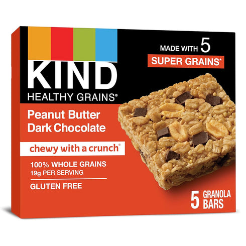KIND HEALTHY GRAINS Peanut Butter Dark Chocolate Bars, Gluten Free Snacks, 1.2