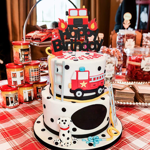 Fire Truck Happy Birthday Cake Topper for Baby Shower Firefighter Fireman Birthday Party Decorations