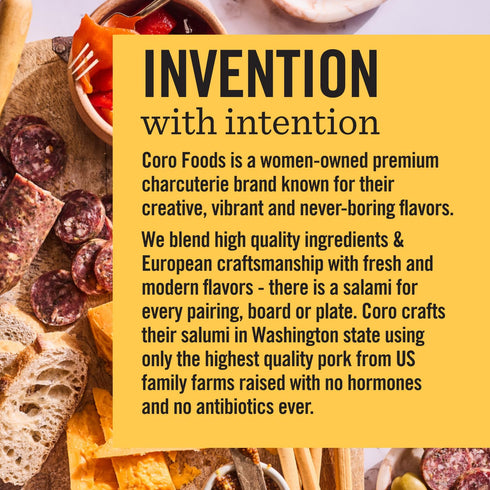 5oz Coro Uncured Finocchiona Artisan Salami Stick | Fennel, Black Pepper & Curry | Perfect for Charcuterie Boards