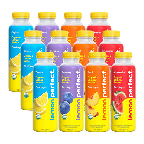 Lemon Perfect 4-Flavor Variety Pack, Hydrating Flavored Lemon Water, Zero Sugar, Delicious