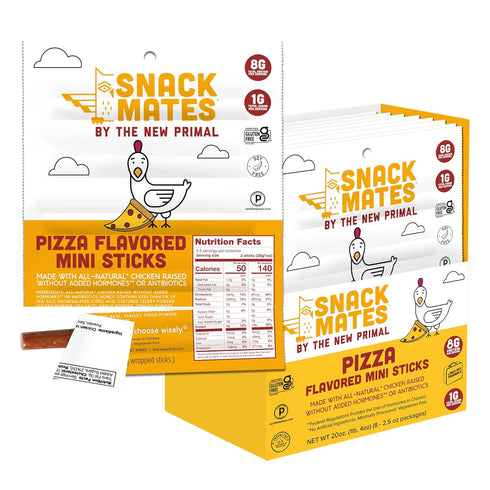 New Primal Snack Mates Pepperoni Pizza Chicken Sticks, Gluten Free Healthy Snacks