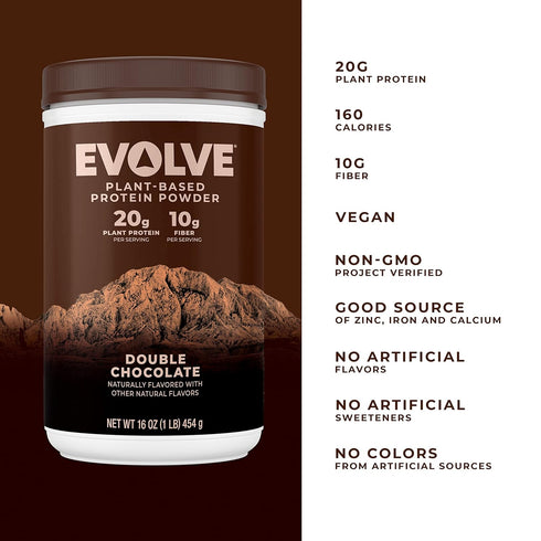 Evolve Protein Powder, Classic Chocolate, 20g Protein,10g Fiber, 1 Lb