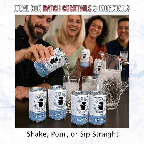 0 7.5 oz (Pack 24) Top Hat Premium Club Soda with Himalayan Salt - Ideal for Cocktails & Mocktails - No Sugar