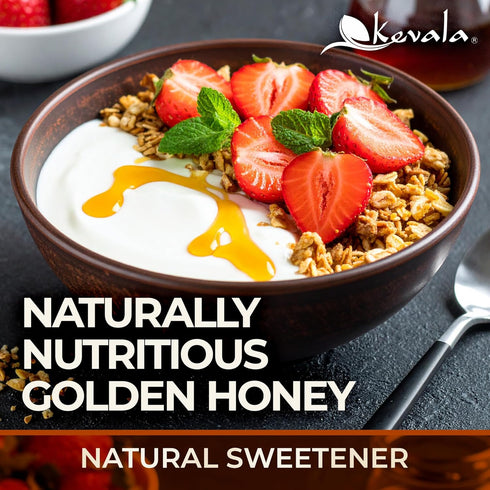 14 oz Kevala Organic Raw Oaxaca Honey - Gluten Free Honey with no Additives in a Glass Jar, Deliciously Sweet