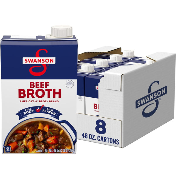 SWANSON S 100% Natural Beef Broth, 48 oz Carton (8 Pack)