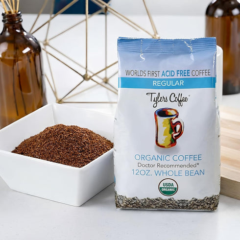 12 oz Tylers Arabica Whole Coffee Beans - USDA Organic Medium Roast Coffee Single Origin, Gentle & Smooth Balanced