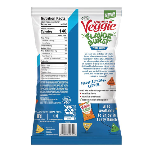 2 Oz (Pack 6) Sensible Portions Garden Veggie Flavor Burst Tortilla Chips, Ranch