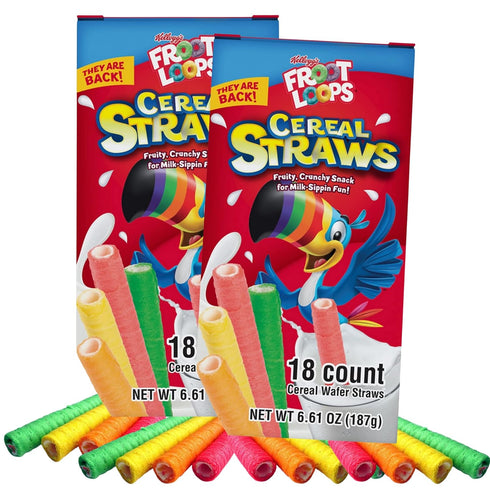 2025 Kellogg's Cereal Straws Froot Loops Edible Breakfast Straw Alternatives for Milk,