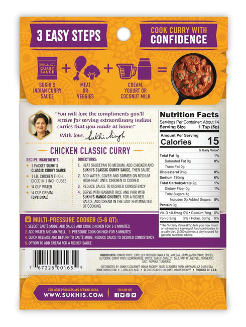 3oz (Pack 6), 84 Simmer Sukhi's Indian Curry Paste - Classic Curry Sauce of Servings Gluten Free Sauce Indian Sauce